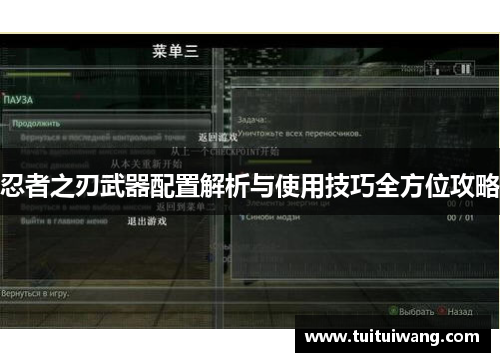 忍者之刃武器配置解析与使用技巧全方位攻略