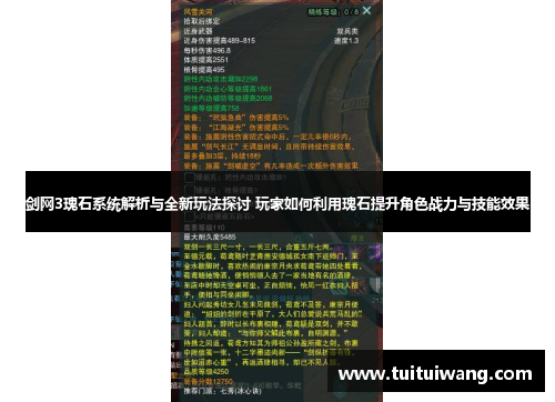 剑网3瑰石系统解析与全新玩法探讨 玩家如何利用瑰石提升角色战力与技能效果