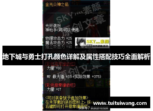 地下城与勇士打孔颜色详解及属性搭配技巧全面解析